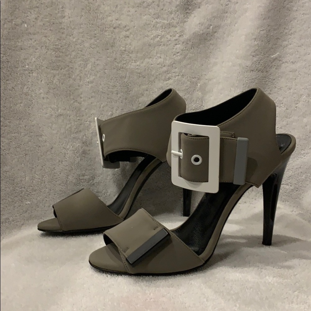 Pierre Hardy big white buckled ankle strap sandals